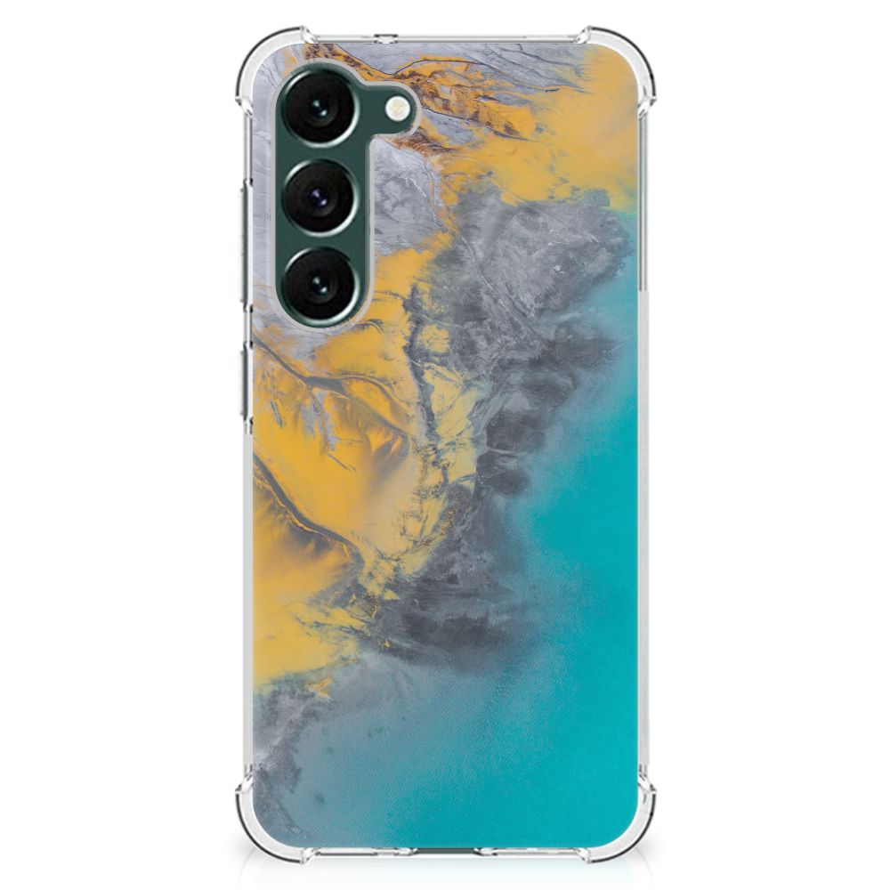 Samsung Galaxy S23 Plus Anti-Shock Hoesje Marble Blue Gold