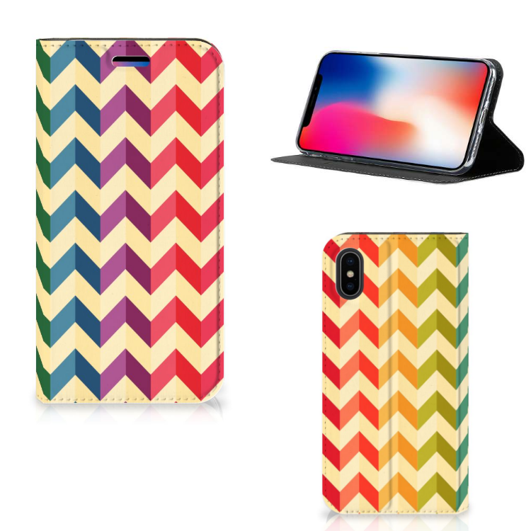 Apple iPhone X | Xs Hoesje met Magneet Zigzag Multi Color