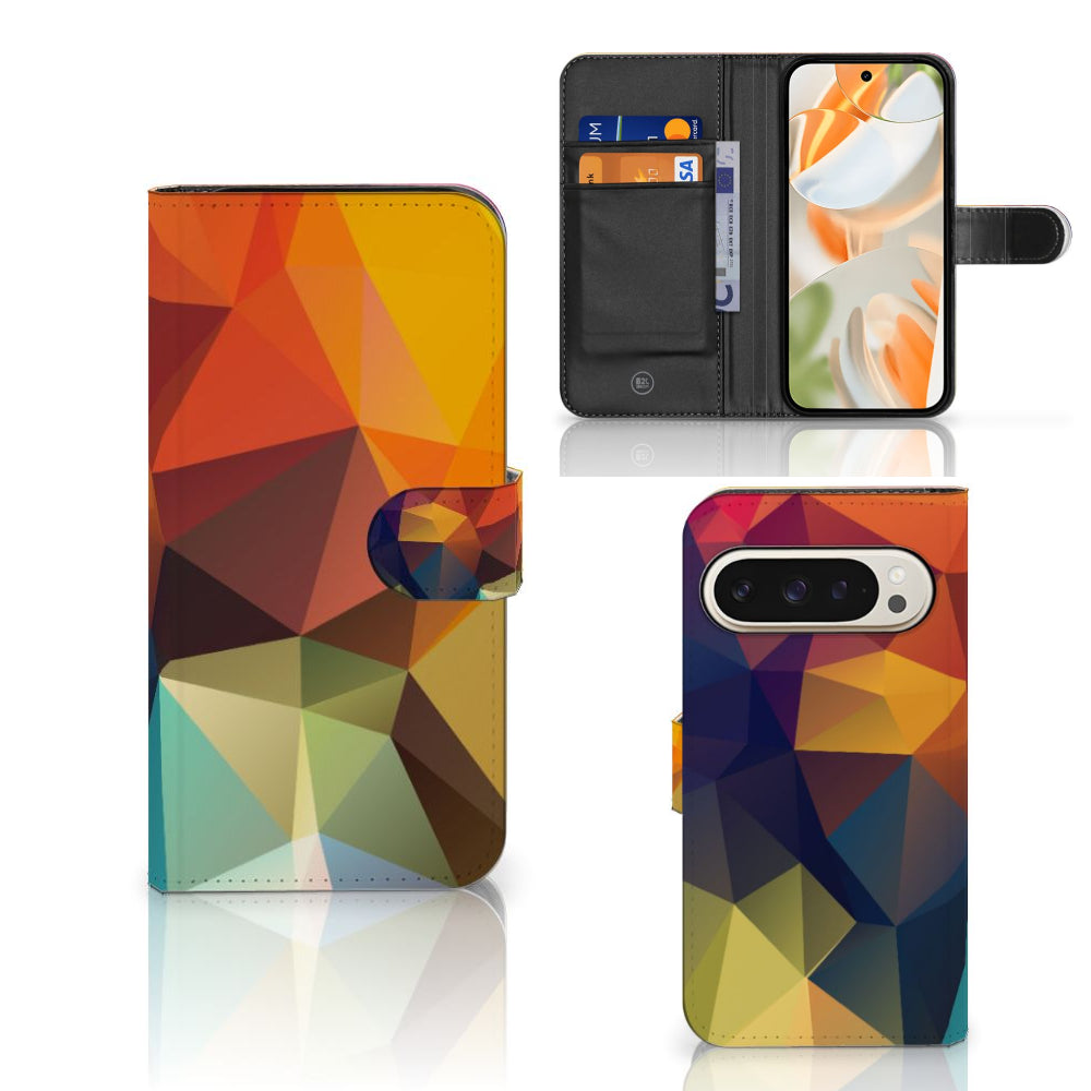 Google Pixel 9 | 9 Pro Book Case Polygon Color