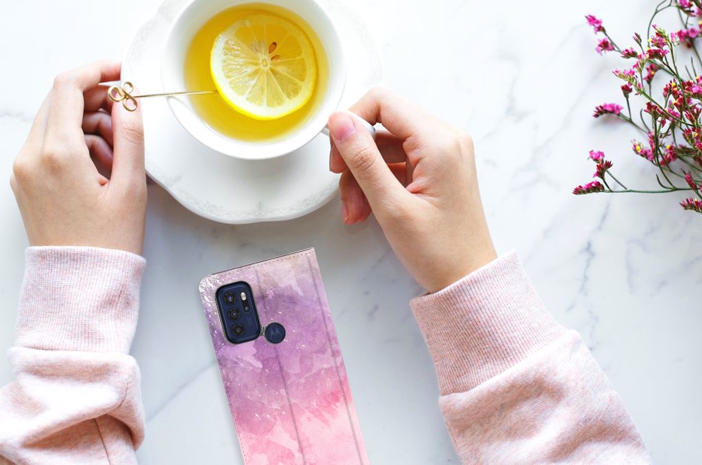 Bookcase Motorola Moto G60s Pink Purple Paint - B2C Telecom