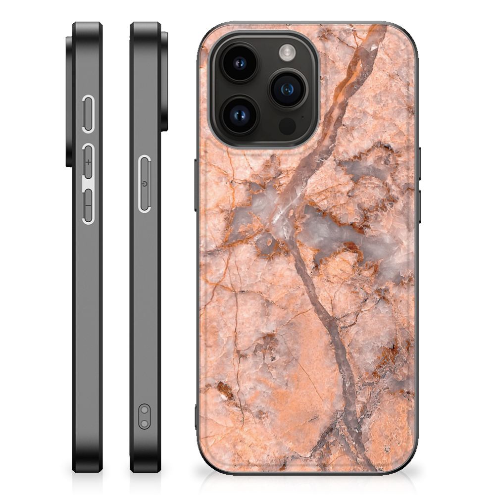 iPhone 15 Pro Max Marmeren Print Telefoonhoesje Marmer Oranje B2C Telecom