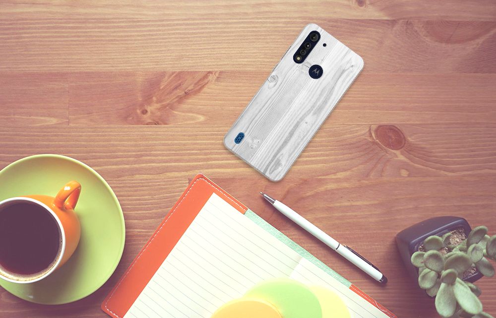 Motorola Moto G8 Power Lite Bumper Hoesje White Wood B2C Telecom