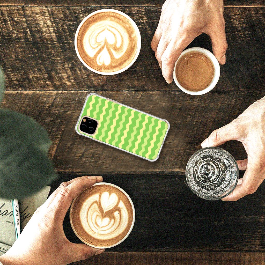Apple iPhone 11 Pro Doorzichtige Silicone Hoesje Waves Green