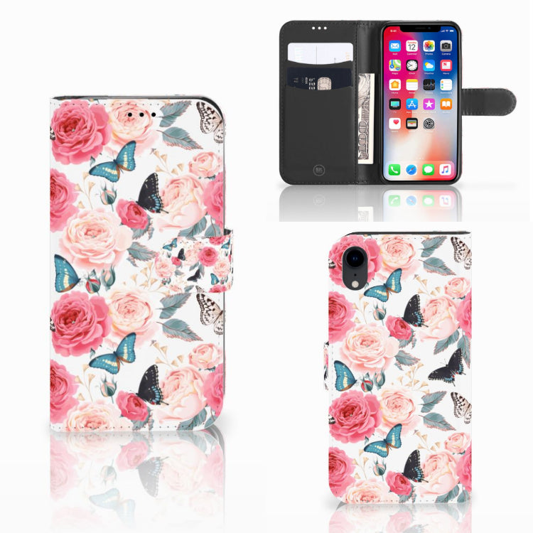 Apple iPhone Xr Hoesje Butterfly Roses