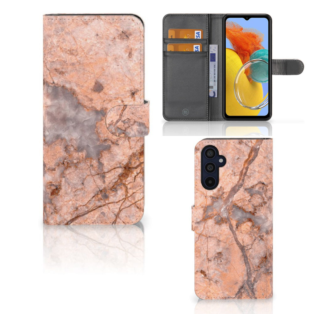 Samsung Galaxy M14 Bookcase Marmer Oranje