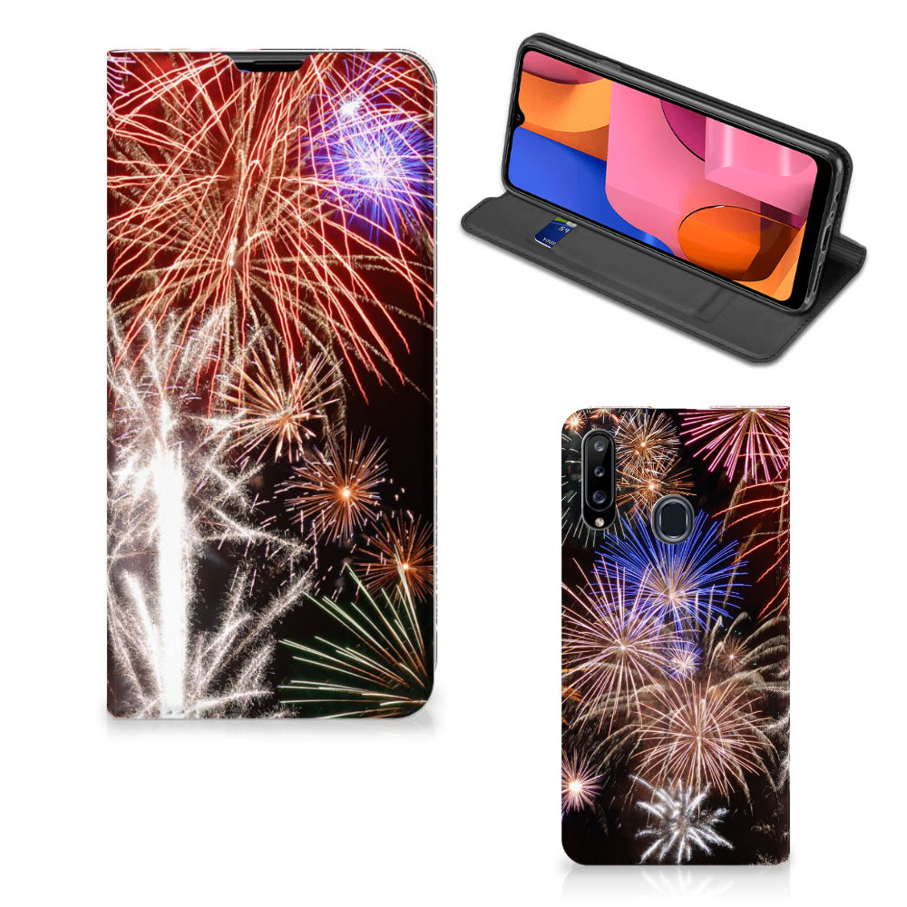 Samsung Galaxy A20s Hippe Standcase Vuurwerk
