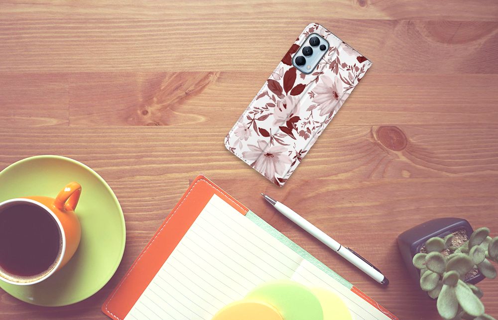 Bookcase OPPO Find X3 Lite Watercolor Flowers - B2C Telecom
