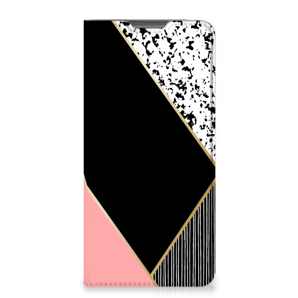 Motorola Moto G52 | Moto G82 Stand Case Zwart Roze Vormen - B2C Telecom