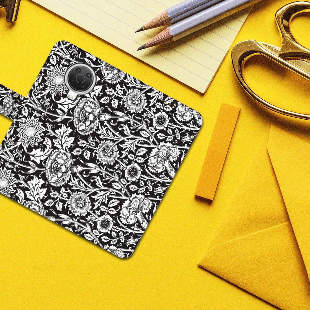 Nokia G10 | G20 Hoesje Black Flowers