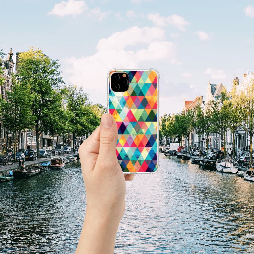 Apple iPhone 11 Pro Max Doorzichtige Silicone Hoesje Geruit