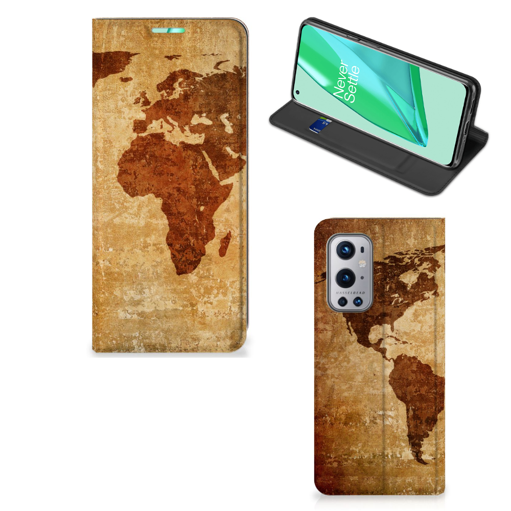 OnePlus 9 Pro Book Cover Wereldkaart - B2C Telecom