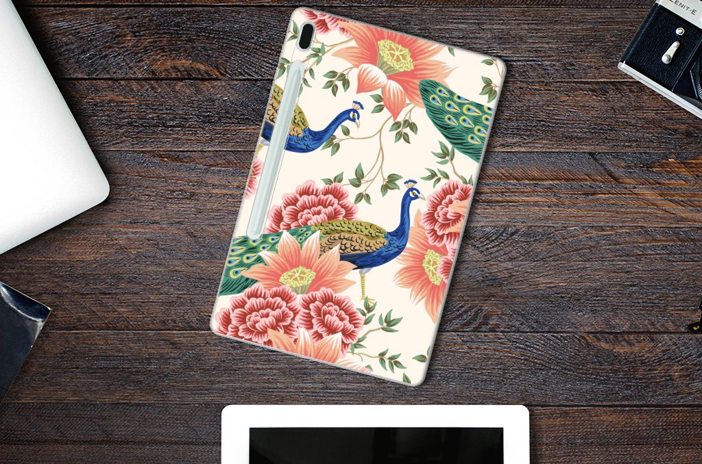 Back Case voor Samsung Galaxy Tab S7FE Pink Peacock - B2C Telecom