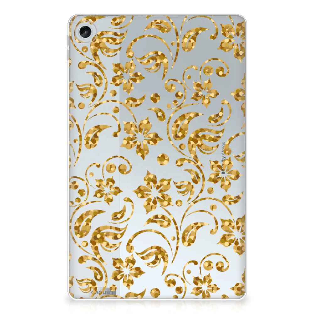 Lenovo Tab M10 Plus (3e generatie) Siliconen Hoesje Gouden Bloemen - B2C Telecom