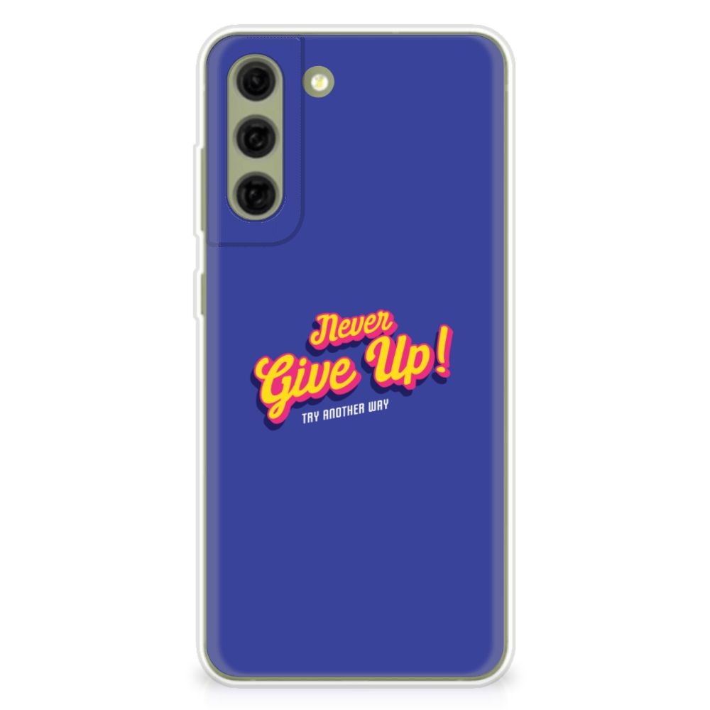 Samsung Galaxy S21FE Siliconen hoesje met naam Never Give Up B2C Telecom