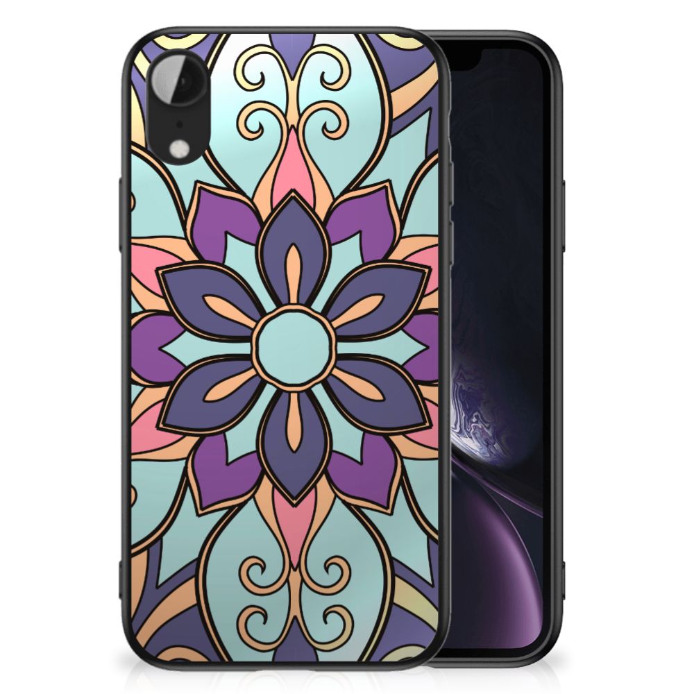 Apple iPhone XR Bloemen Hoesje Purple Flower