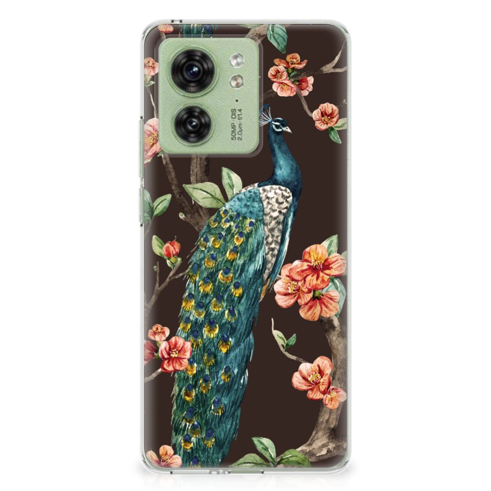 Motorola Edge 40 TPU Hoesje Pauw met Bloemen