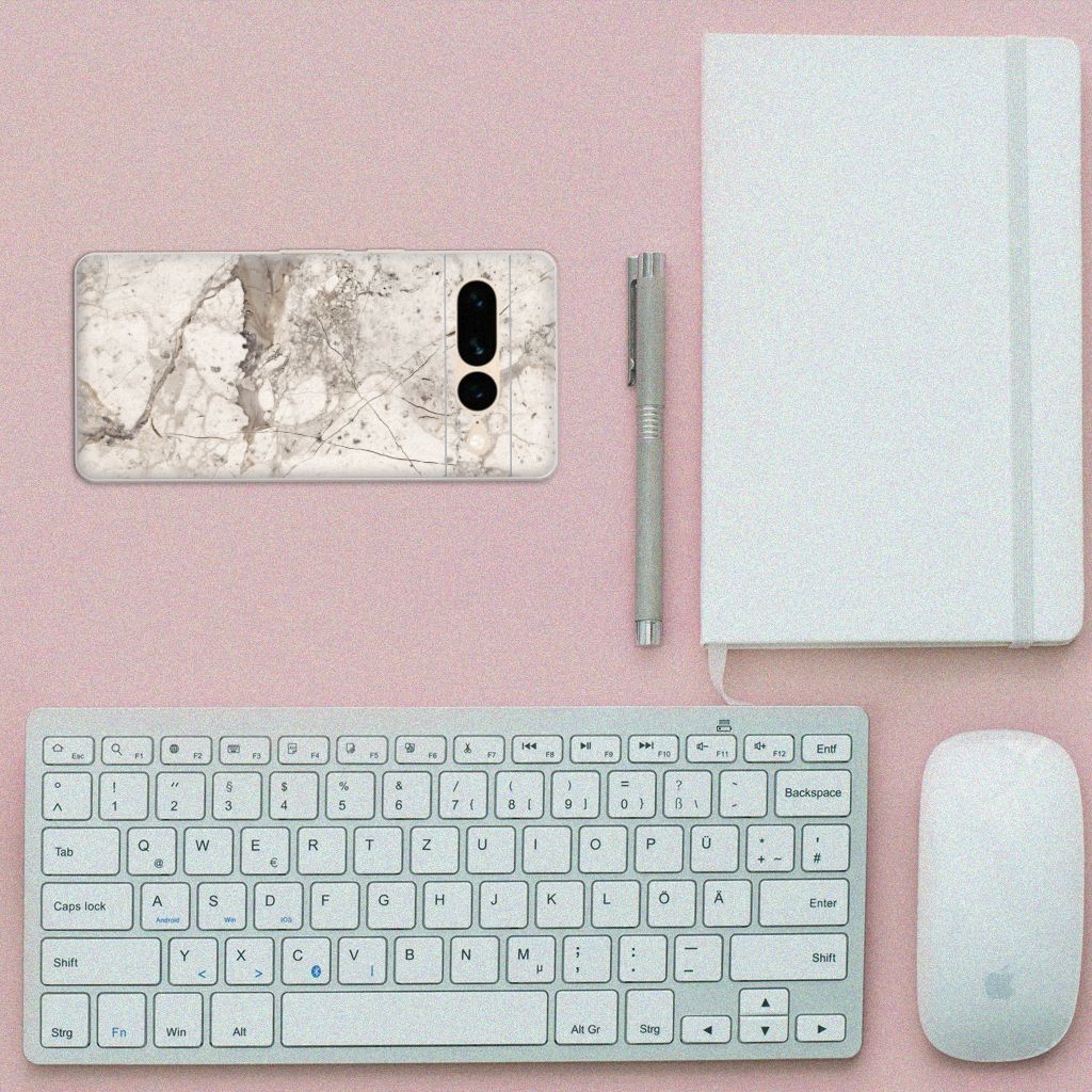 Google Pixel 7 Pro TPU Siliconen Hoesje Marmer Beige B2C Telecom