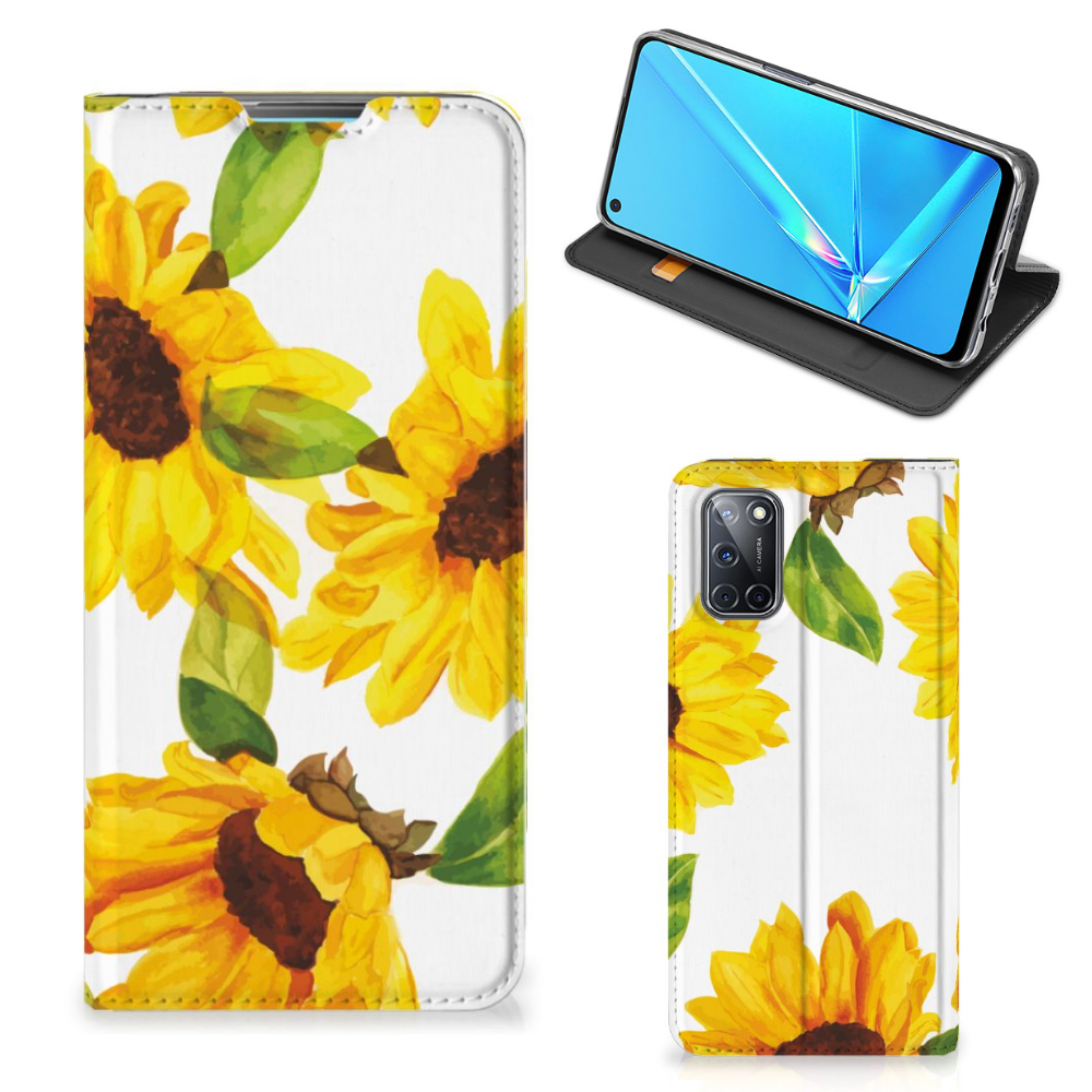 Smart Cover voor OPPO A52 | A72 Zonnebloemen - B2C Telecom