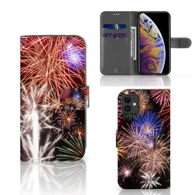 Apple iPhone 11 Wallet Case met Pasjes Vuurwerk