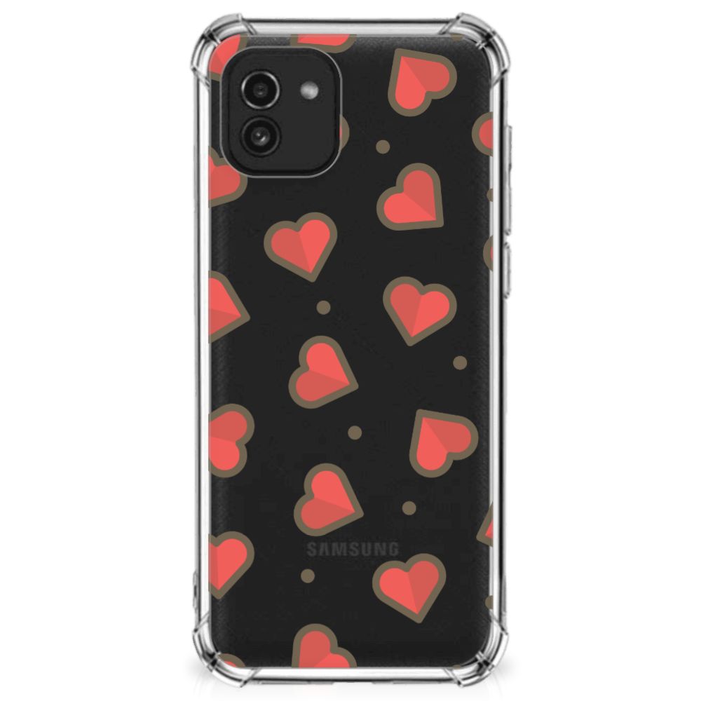 Samsung Galaxy A03 Doorzichtige Silicone Hoesje Hearts B2C Telecom