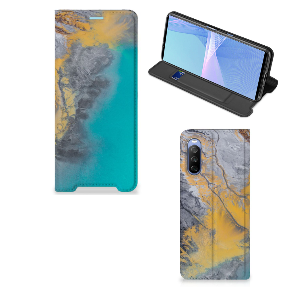 Sony Xperia 10 III Standcase Marble Blue Gold - B2C Telecom