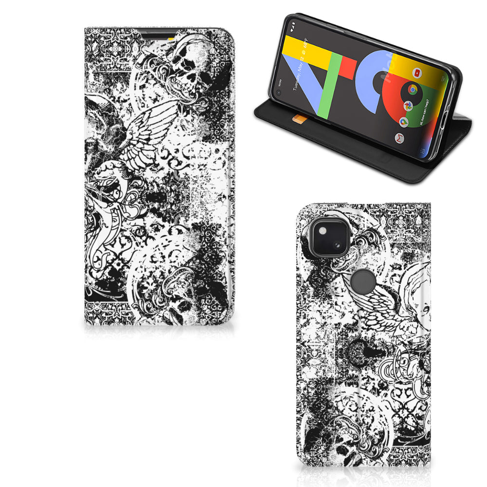 Mobiel BookCase Google Pixel 4a Skulls Angel