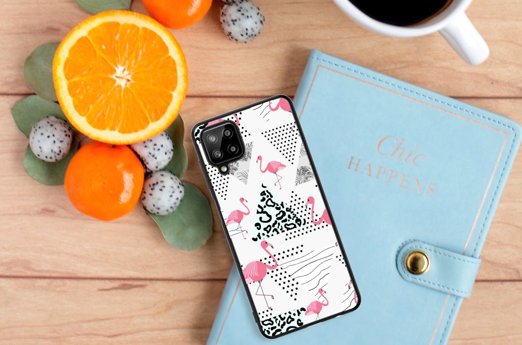 Samsung Galaxy A12 Dierenprint Telefoonhoesje Flamingo Triangle B2C Telecom