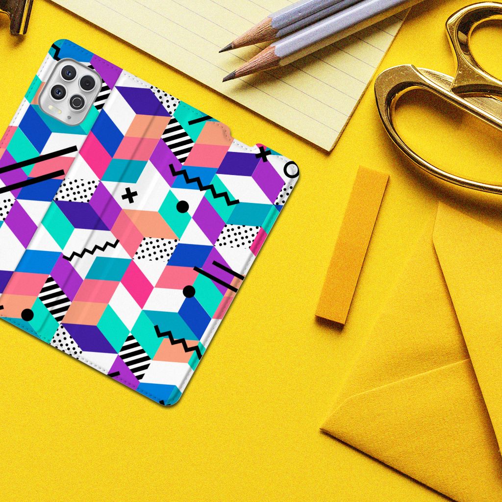 Motorola Moto G100 Stand Case Blokken Kleurrijk - B2C Telecom