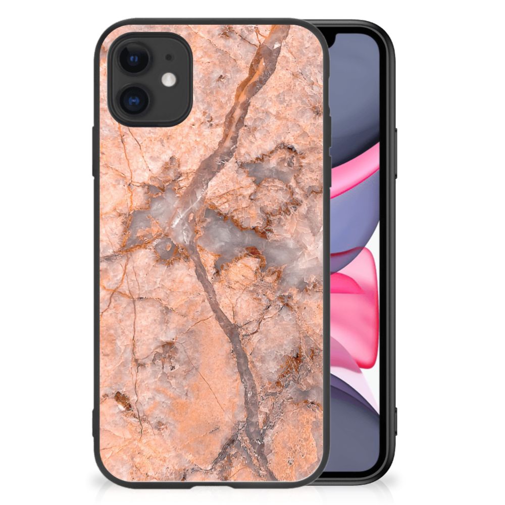 iPhone 11 Marmeren Print Telefoonhoesje Marmer Oranje