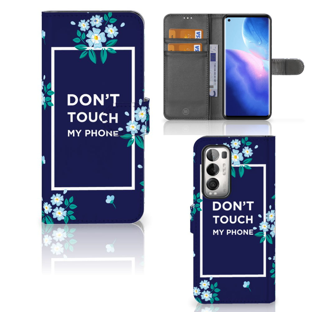 OPPO Find X3 Neo 5G Portemonnee Hoesje Flowers Blue DTMP