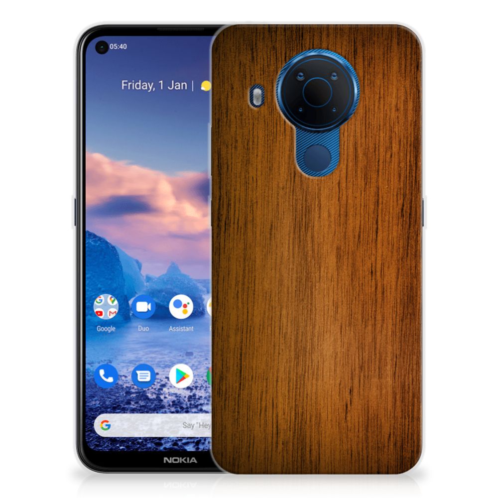 Nokia 5.4 Bumper Hoesje Donker Hout