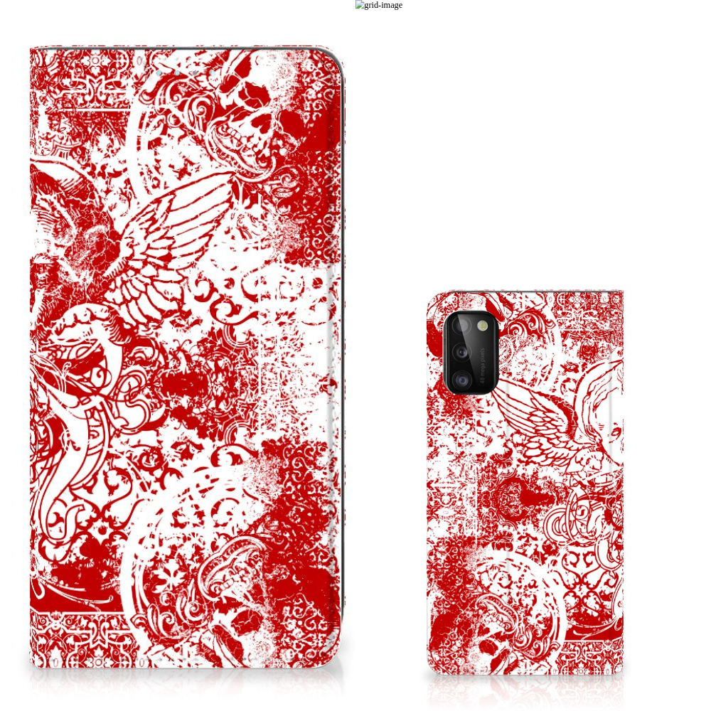 Mobiel BookCase Samsung Galaxy A41 Angel Skull Rood - B2C Telecom