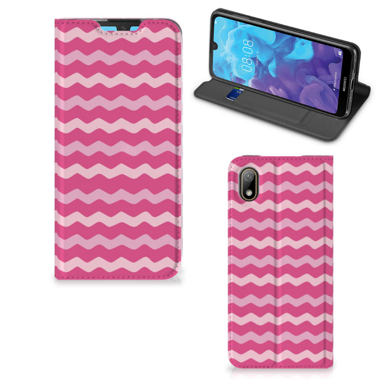 Huawei Y5 (2019) Hoesje met Magneet Waves Pink - B2C Telecom