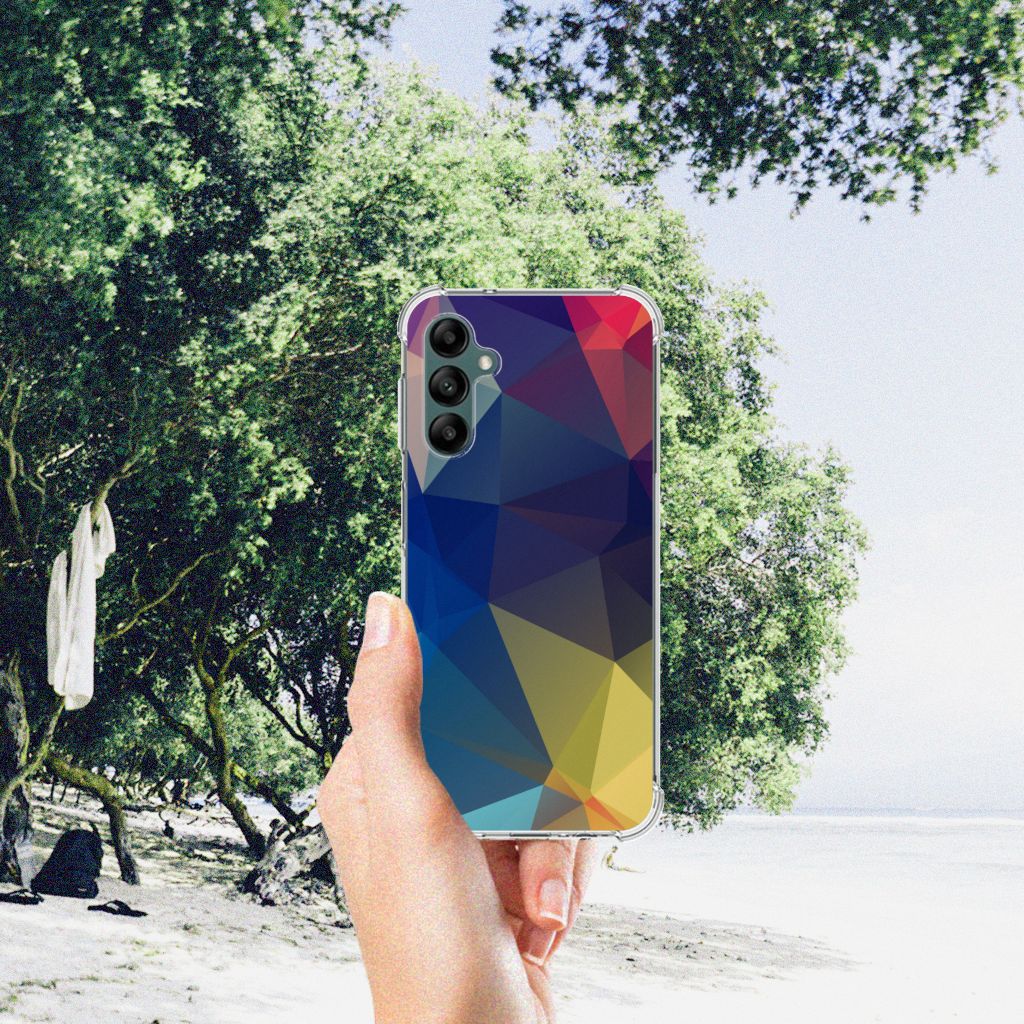 Samsung Galaxy A14 5G/4G Shockproof Case Polygon Dark in hand with nature background