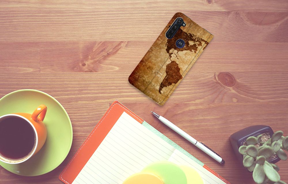 Motorola Moto G Pro Book Cover Wereldkaart - B2C Telecom