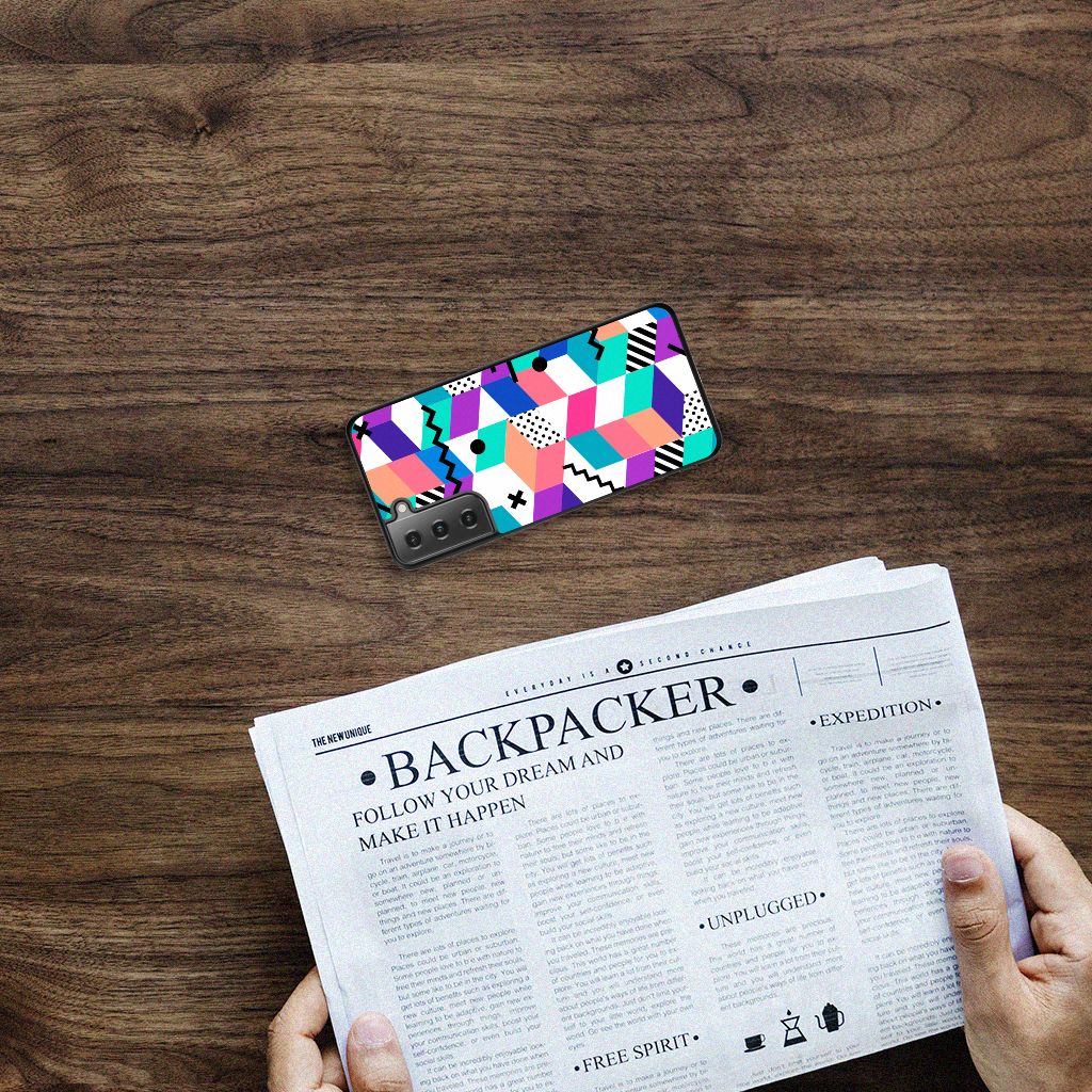 Samsung Galaxy S21 Backcover Blokken Kleurrijk B2C Telecom