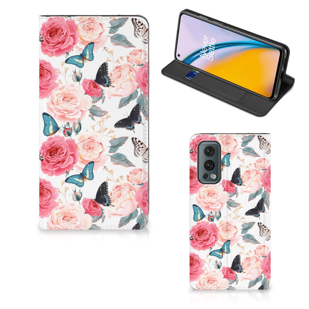 OnePlus Nord 2 5G Smart Cover Butterfly Roses
