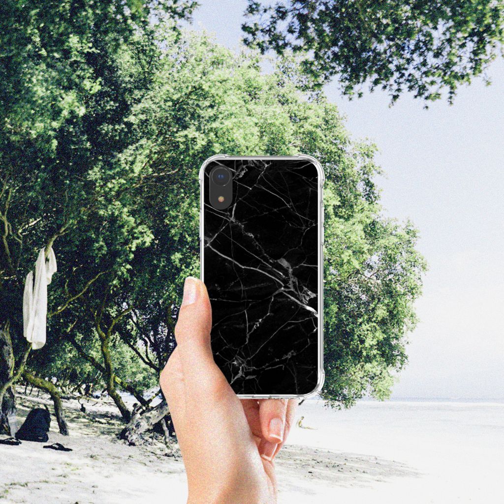 Apple iPhone Xr Anti-Shock Hoesje Marmer Zwart - Origineel Cadeau Vader