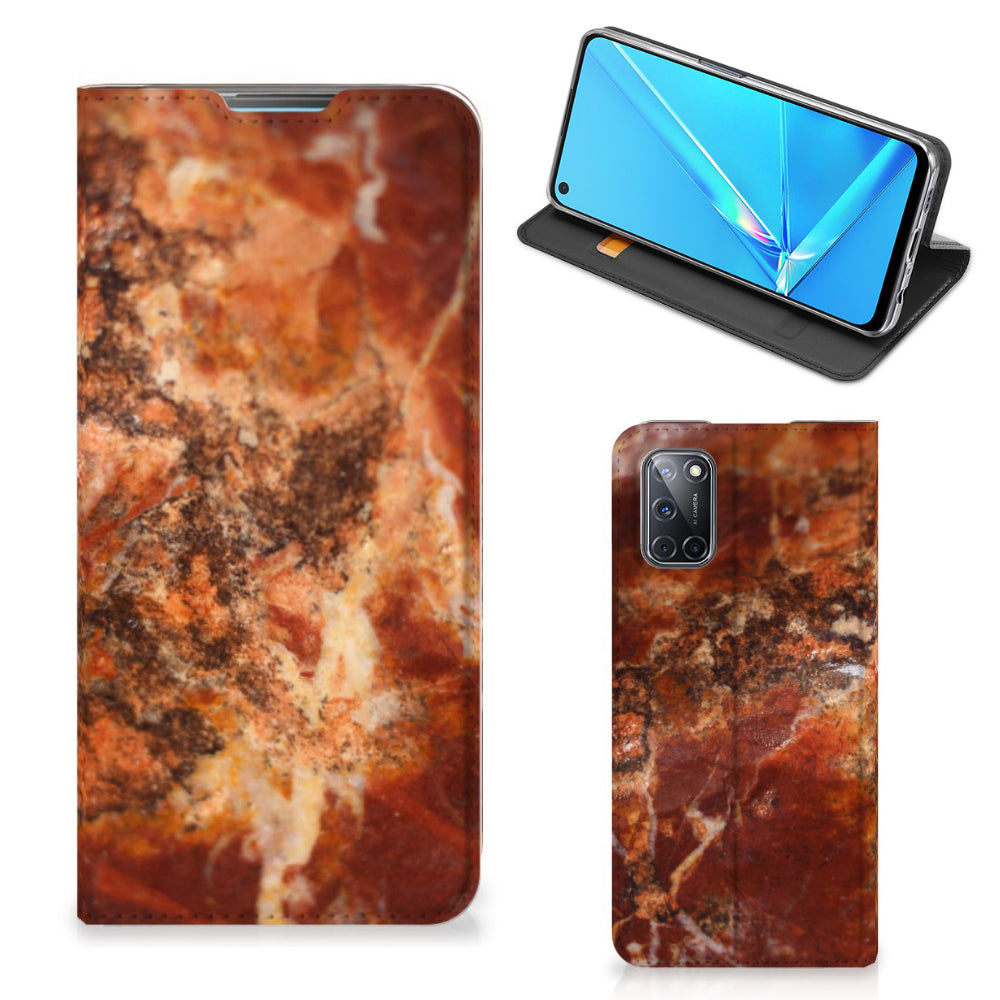 OPPO A52 | A72 Standcase Marmer Bruin