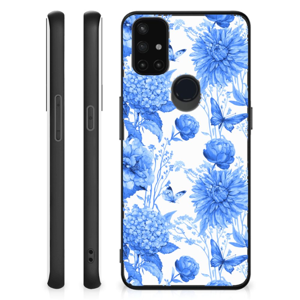 Bloemen Hoesje voor OnePlus Nord N10 5G Flowers Blue B2C Telecom