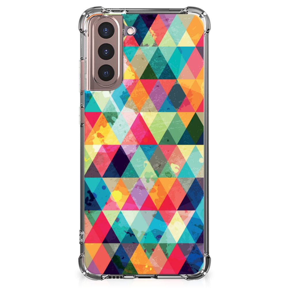Samsung Galaxy S21 Plus Doorzichtige Silicone Hoesje Geruit B2C Telecom