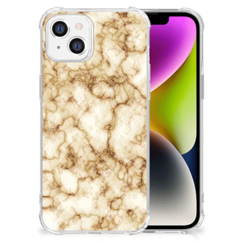 iPhone 14 Anti-Shock Hoesje Marmer Goud