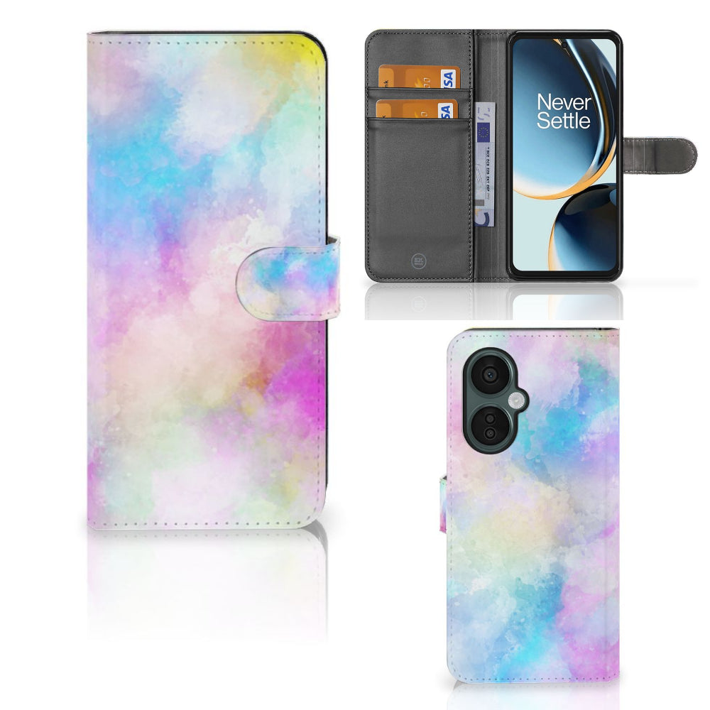 Hoesje OnePlus Nord CE 3 Lite Watercolor Light met pastel kleuren en pasjeshouder