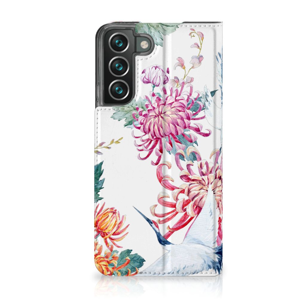 Samsung Galaxy S22 Plus Hoesje maken Bird Flowers bloemen ooievaar design