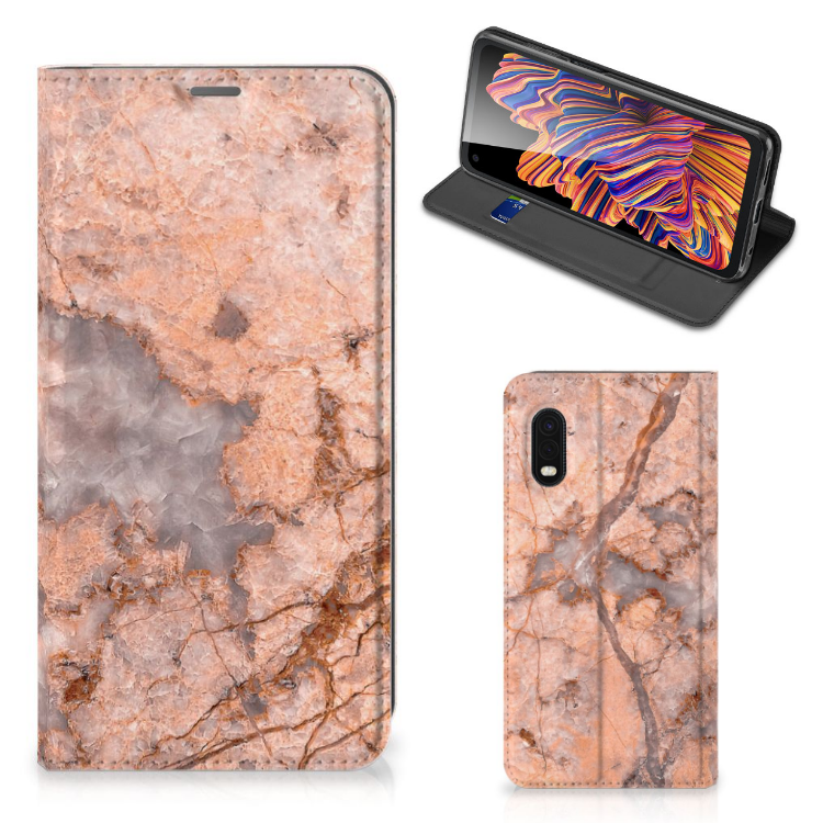 Samsung Xcover Pro Standcase Marmer Oranje - B2C Telecom
