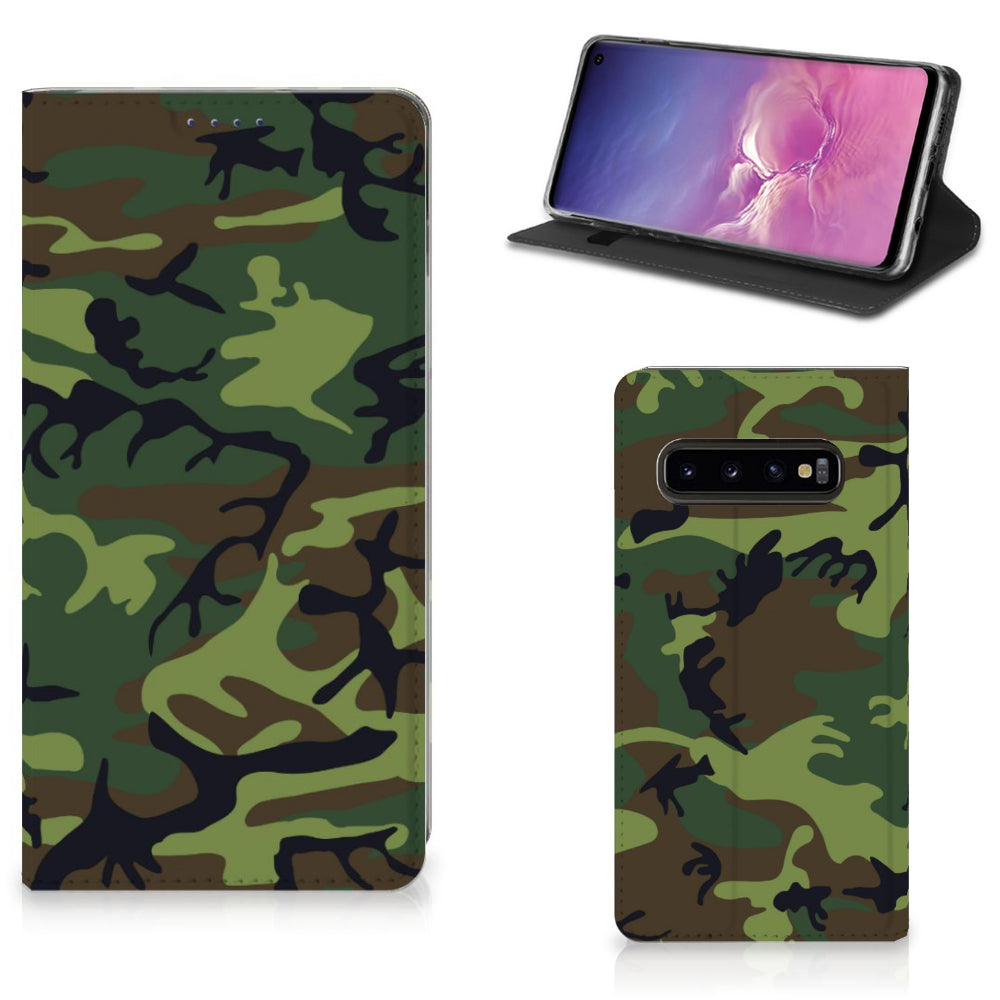 Samsung Galaxy S10 Hoesje met Magneet Army Dark
