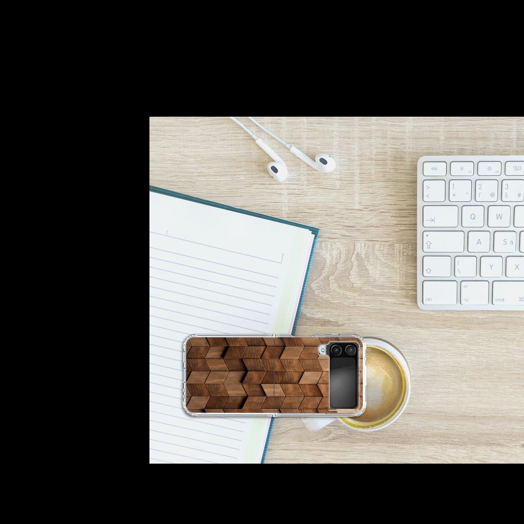 Bumper Hoesje voor Samsung Galaxy Z Flip 4 Wooden Cubes