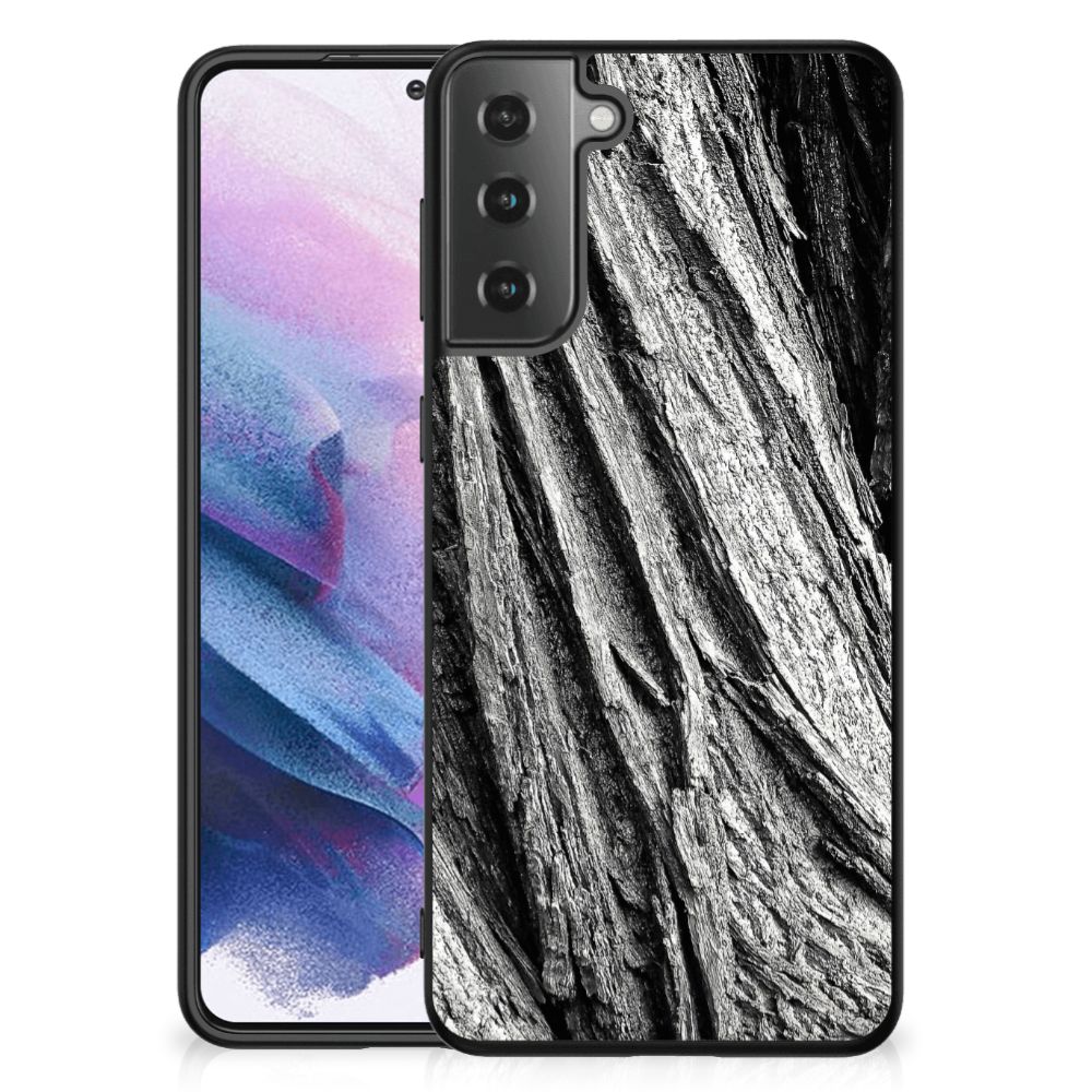 Houten Print Telefoonhoesje Samsung Galaxy S21 Plus Boomschors Grijs