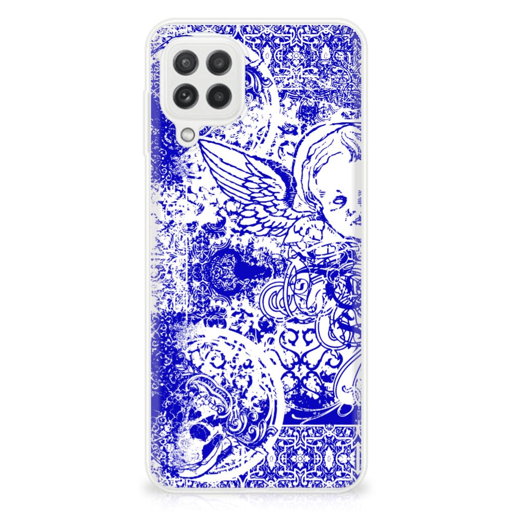 Silicone Back Case Samsung Galaxy A22 4G | M22 Angel Skull Blauw