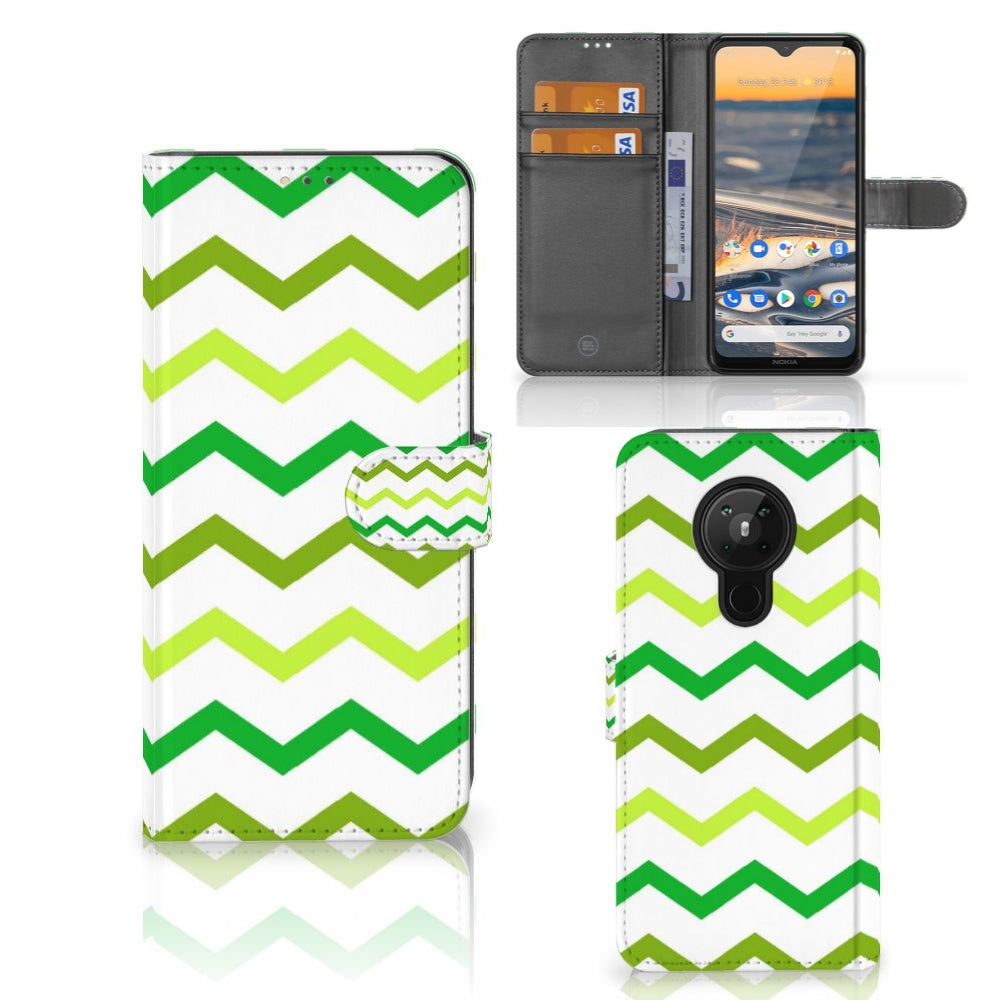 Nokia 5.3 Telefoon Hoesje Zigzag Groen